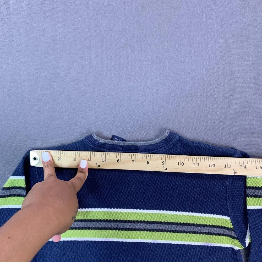 Gap Sweater Kids XS Blue Stripe Cotton Knit Crew Neck Long‎ SLV Pullover